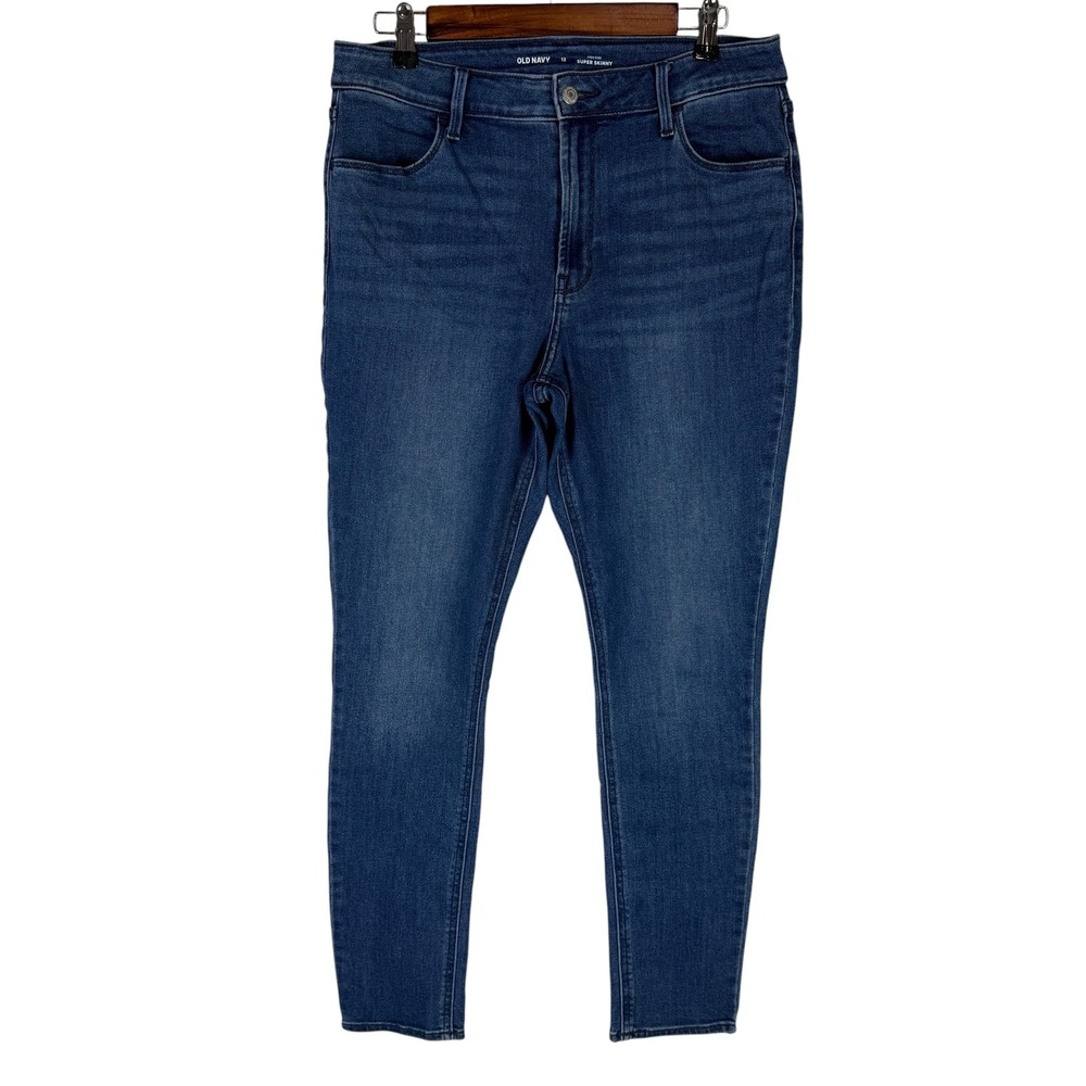 Old Navy Women's 12 High Rise Super Skinny Jeans Blue Medium Wash Denim Stretch